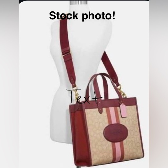 Coach Handbags - Coach Field Tote 30 Signature Jacquard with varsity stripes.
